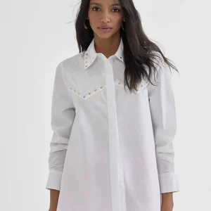 Lola Casademunt Camisas Y Blusas<Camisa con tachas BLANCO
