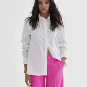 Lola Casademunt Camisas Y Blusas<Camisa con tachas BLANCO