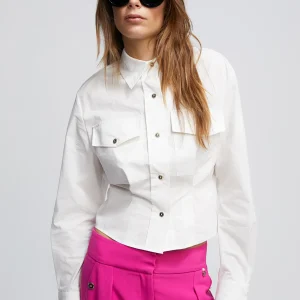 Lola Casademunt Camisas Y Blusas<Camisa cropped BLANCO