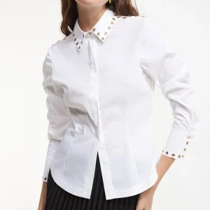 Lola Casademunt Camisas Y Blusas<Camisa detalle tachas BLANCO