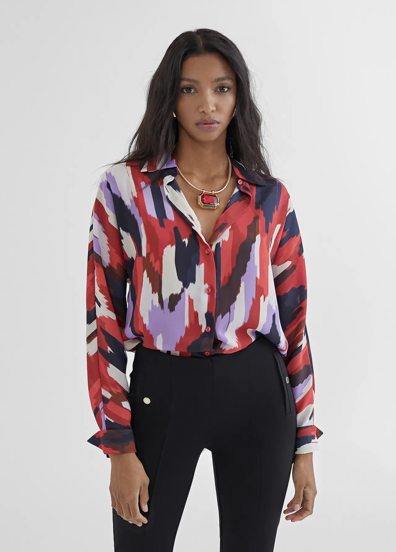 camisa_estampada_1.webp Lola Casademunt Camisas Y Blusas<Camisa estampada LILA-ROJO