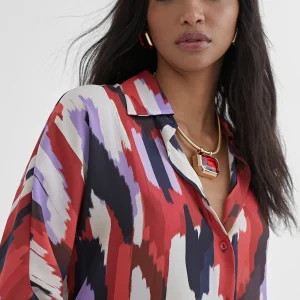 Lola Casademunt Camisas Y Blusas<Camisa estampada LILA-ROJO