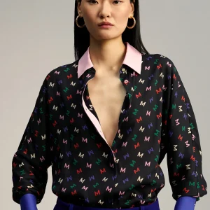Lola Casademunt Camisas Y Blusas<Camisa estampado monograma NEGRO-MULTICOLO