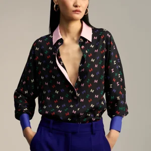 Lola Casademunt Camisas Y Blusas<Camisa estampado monograma NEGRO-MULTICOLO