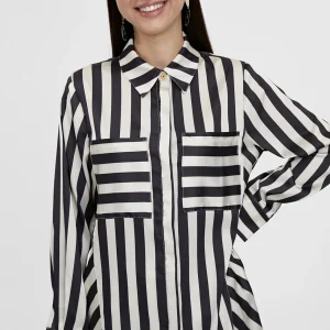 Lola Casademunt Camisas Y Blusas<Camisa fluida de rayas NEGRO-BLANCO