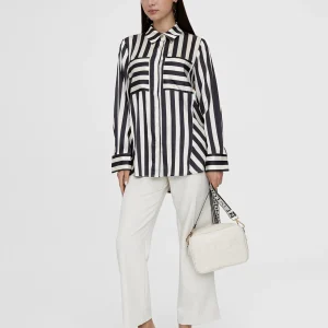 Lola Casademunt Camisas Y Blusas<Camisa fluida de rayas NEGRO-BLANCO