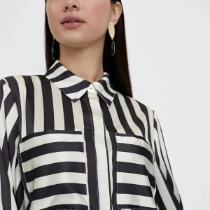 Lola Casademunt Camisas Y Blusas<Camisa fluida de rayas NEGRO-BLANCO