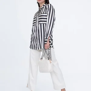 Lola Casademunt Camisas Y Blusas<Camisa fluida de rayas NEGRO-BLANCO