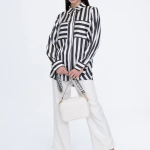 Lola Casademunt Camisas Y Blusas<Camisa fluida de rayas NEGRO-BLANCO