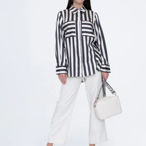 Lola Casademunt Camisas Y Blusas<Camisa fluida de rayas NEGRO-BLANCO