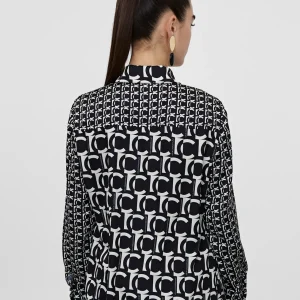 Lola Casademunt Camisas Y Blusas<Camisa fluida monograma NEGRO-BLANCO