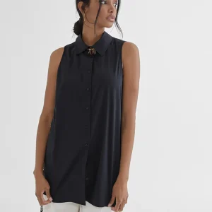 Lola Casademunt Camisetas Y Tops | Camisas Y Blusas<Camisa larga con bordado fantasia NEGRO-METAL