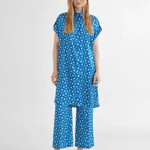 Lola Casademunt Camisas Y Blusas<Camisa larga estampada AZULELECTRICO