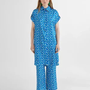 Lola Casademunt Camisas Y Blusas<Camisa larga estampada AZULELECTRICO