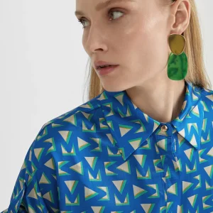 Lola Casademunt Camisas Y Blusas<Camisa larga estampada AZULELECTRICO