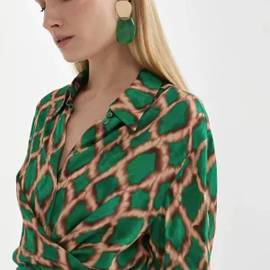 Lola Casademunt Camisas Y Blusas<Camisa lazada VERDE-MARRON