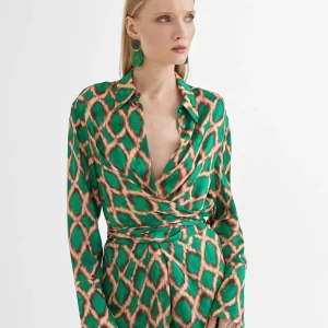 Lola Casademunt Camisas Y Blusas<Camisa lazada VERDE-MARRON