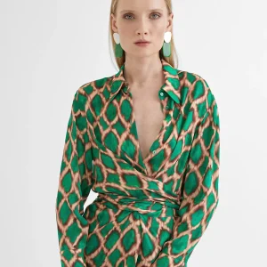 Lola Casademunt Camisas Y Blusas<Camisa lazada VERDE-MARRON