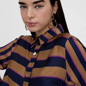 Lola Casademunt Camisas Y Blusas<Camisa rayas AZUL-MARRON