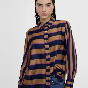 Lola Casademunt Camisas Y Blusas<Camisa rayas AZUL-MARRON