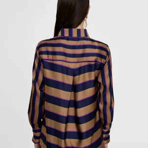 Lola Casademunt Camisas Y Blusas<Camisa rayas AZUL-MARRON
