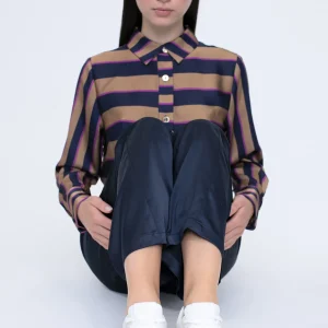 Lola Casademunt Camisas Y Blusas<Camisa rayas AZUL-MARRON
