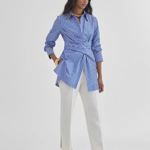 Lola Casademunt Camisas Y Blusas<Camisa rayas detalle joyas AZUL-BLANCO