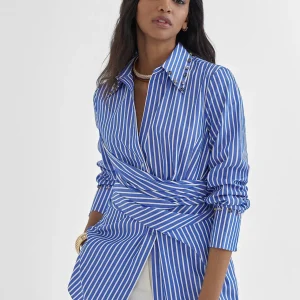 Lola Casademunt Camisas Y Blusas<Camisa rayas detalle joyas AZUL-BLANCO