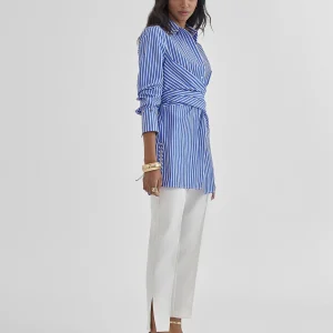 Lola Casademunt Camisas Y Blusas<Camisa rayas detalle joyas AZUL-BLANCO