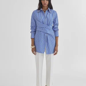 Lola Casademunt Camisas Y Blusas<Camisa rayas detalle joyas AZUL-BLANCO