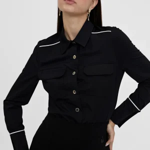 Lola Casademunt Camisas Y Blusas<Camisa strech con vivo contraste NEGRO
