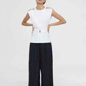 Lola Casademunt Camisetas Y Tops<Camiseta con cinturón BLANCO