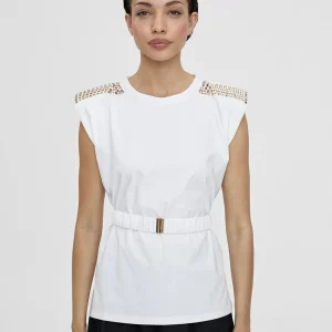 Lola Casademunt Camisetas Y Tops<Camiseta con cinturón BLANCO