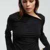 Lola Casademunt Camisetas Y Tops<Camiseta detalle cuello NEGRO
