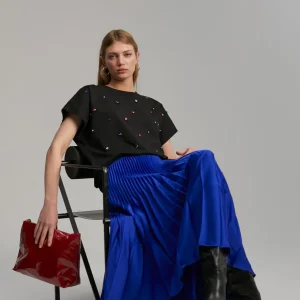 Lola Casademunt Camisetas Y Tops<Camiseta detalle joyas NEGRO