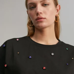 Lola Casademunt Camisetas Y Tops<Camiseta detalle joyas NEGRO
