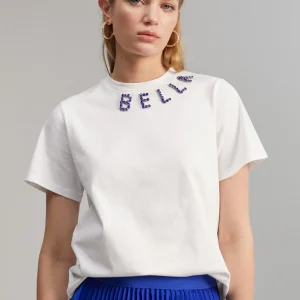 Lola Casademunt Camisetas Y Tops<Camiseta detalle pedrería BLANCO