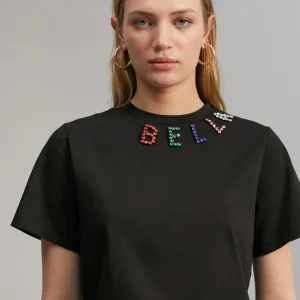 Lola Casademunt Camisetas Y Tops<Camiseta detalle pedrería BLANCO