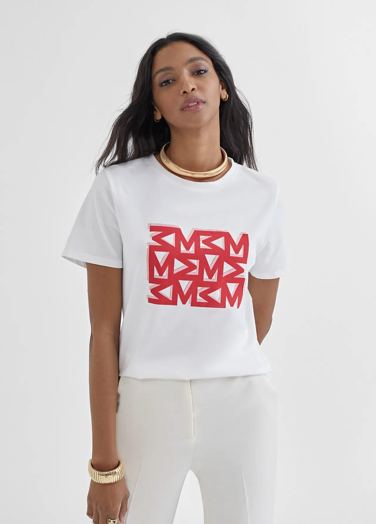 camiseta_estampado_m_0.webp Lola Casademunt Camisetas Y Tops<Camiseta estampado M BLANCO-ROJO