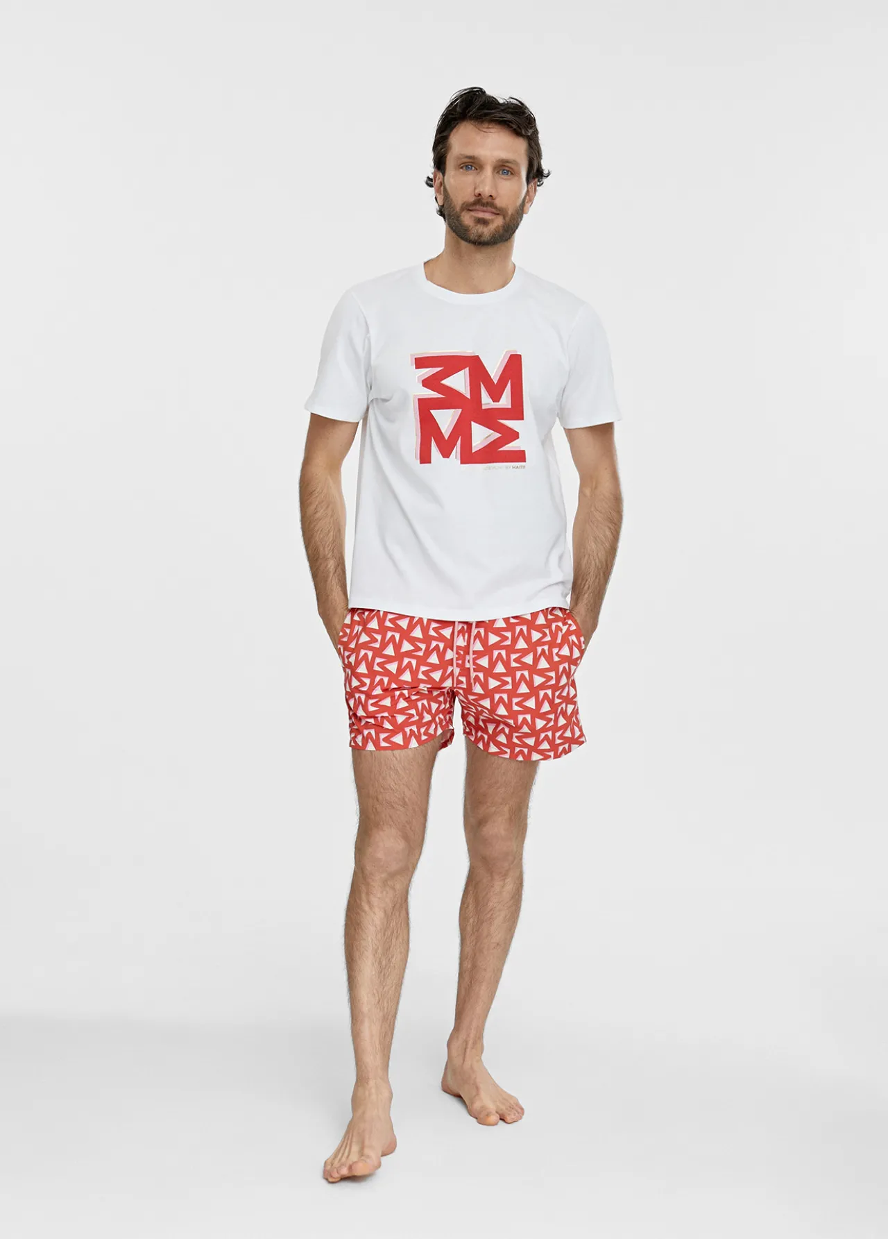 camiseta_hombre_1.webp Lola Casademunt Camisetas Y Tops | Baño<Camiseta hombre BLANCO-ROJO