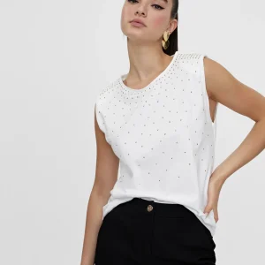 Lola Casademunt Camisetas Y Tops<Camiseta hombreras strass BLANCO