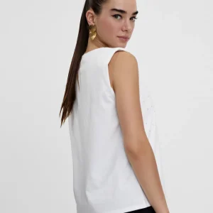 Lola Casademunt Camisetas Y Tops<Camiseta hombreras strass BLANCO