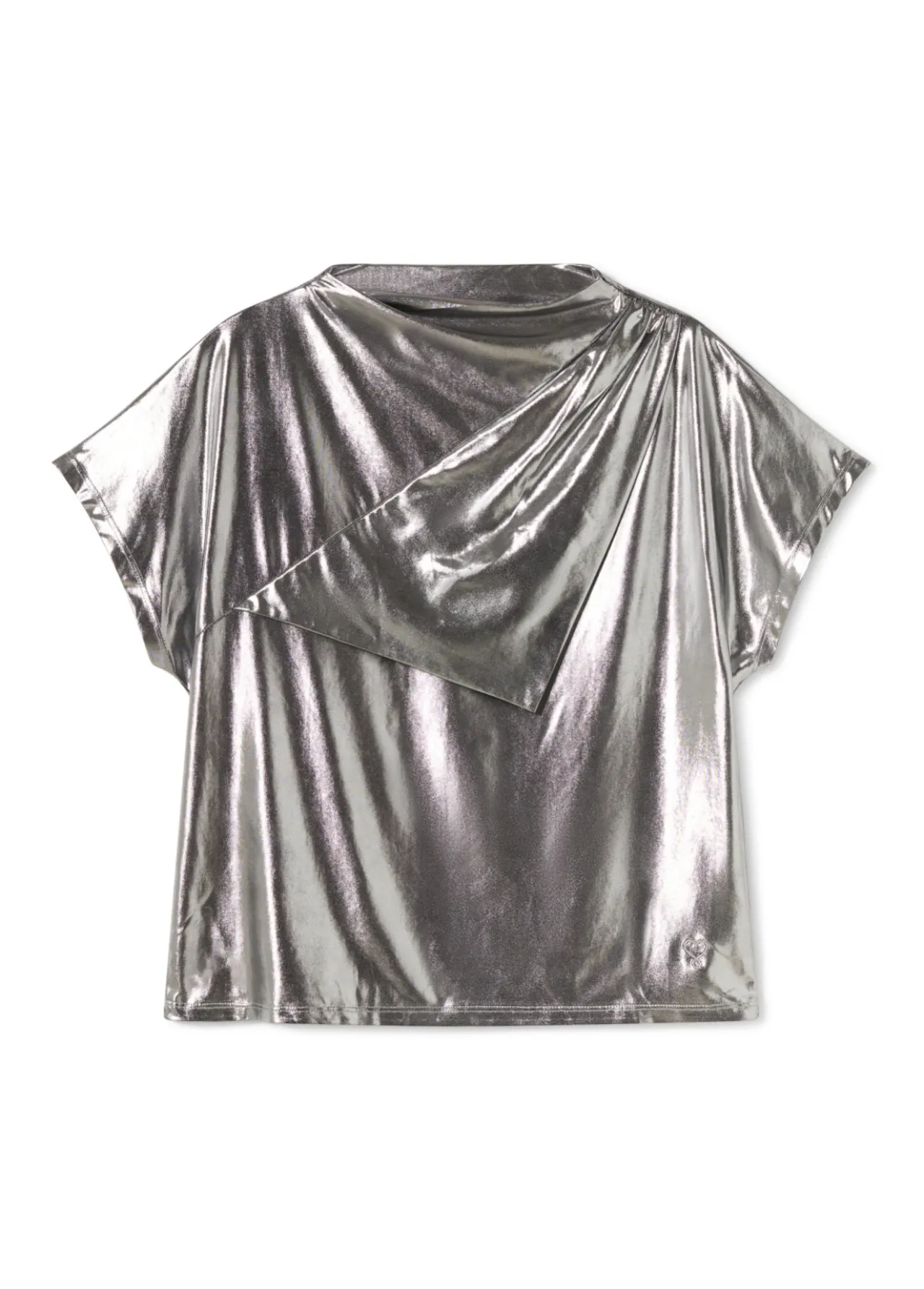 camiseta_laminada_plata_3.webp Lola Casademunt Camisetas Y Tops<Camiseta laminada plata PLATEADO