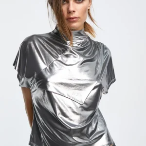 Lola Casademunt Camisetas Y Tops<Camiseta laminada plata PLATEADO