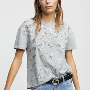 Lola Casademunt Camisetas Y Tops<Camiseta lentejuelas GRIS