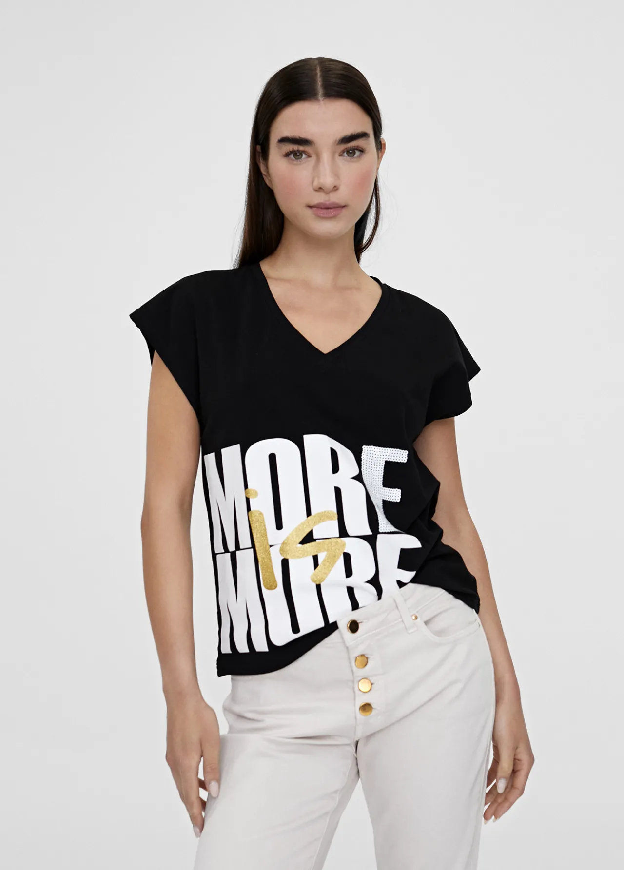 camiseta_more_is_more_0-1.webp Lola Casademunt Camisetas Y Tops<Camiseta more is more NEGRO-BLANCO