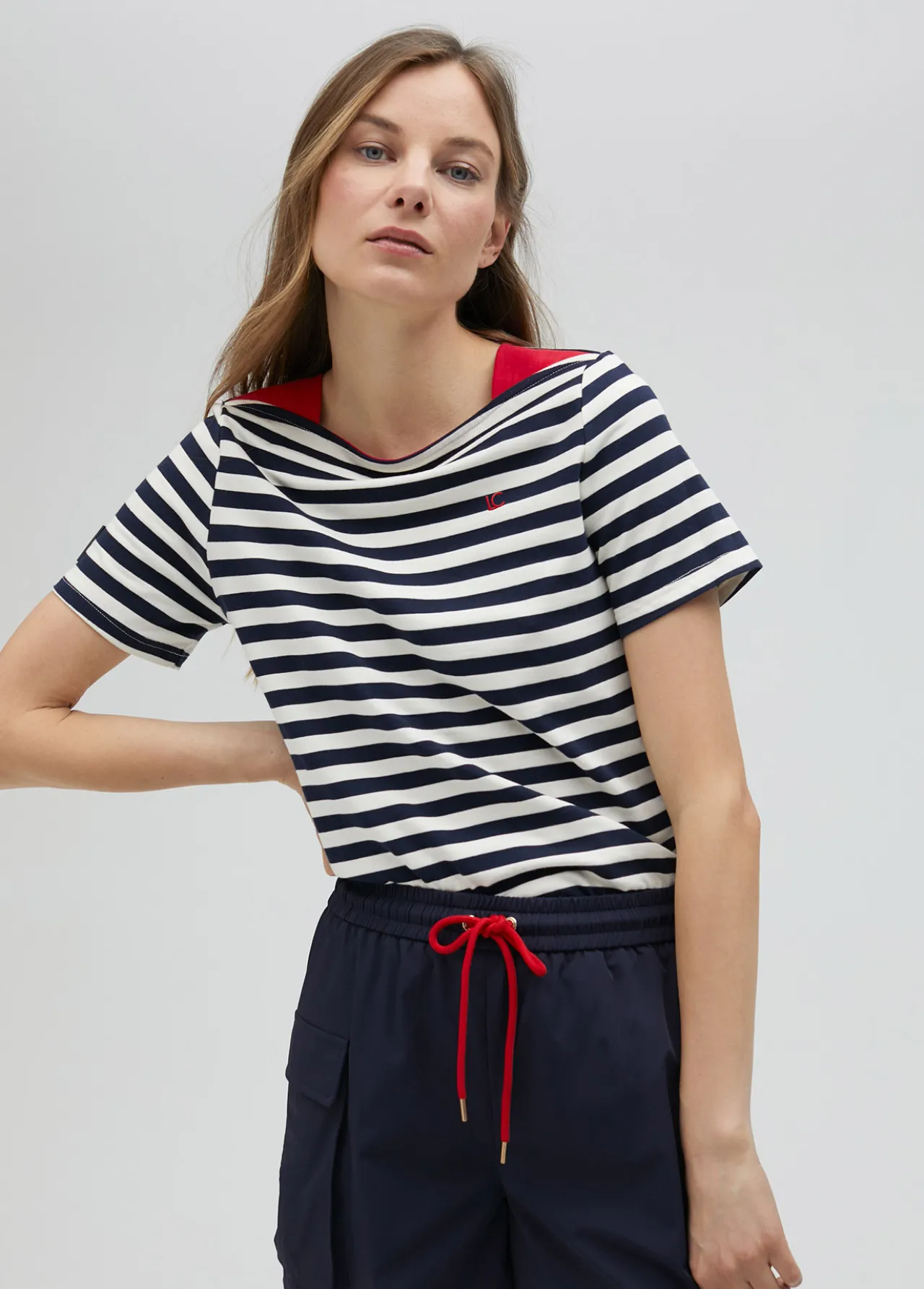 Lola Casademunt Camisetas Y Tops<Camiseta rayas manga corta en algodón 100% - Lola Casademunt AZUL-BLANCO