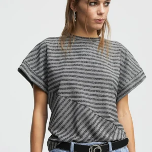 Lola Casademunt Camisetas Y Tops<Camiseta rayas manga sisa METAL-NEGRO