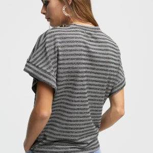 Lola Casademunt Camisetas Y Tops<Camiseta rayas manga sisa METAL-NEGRO