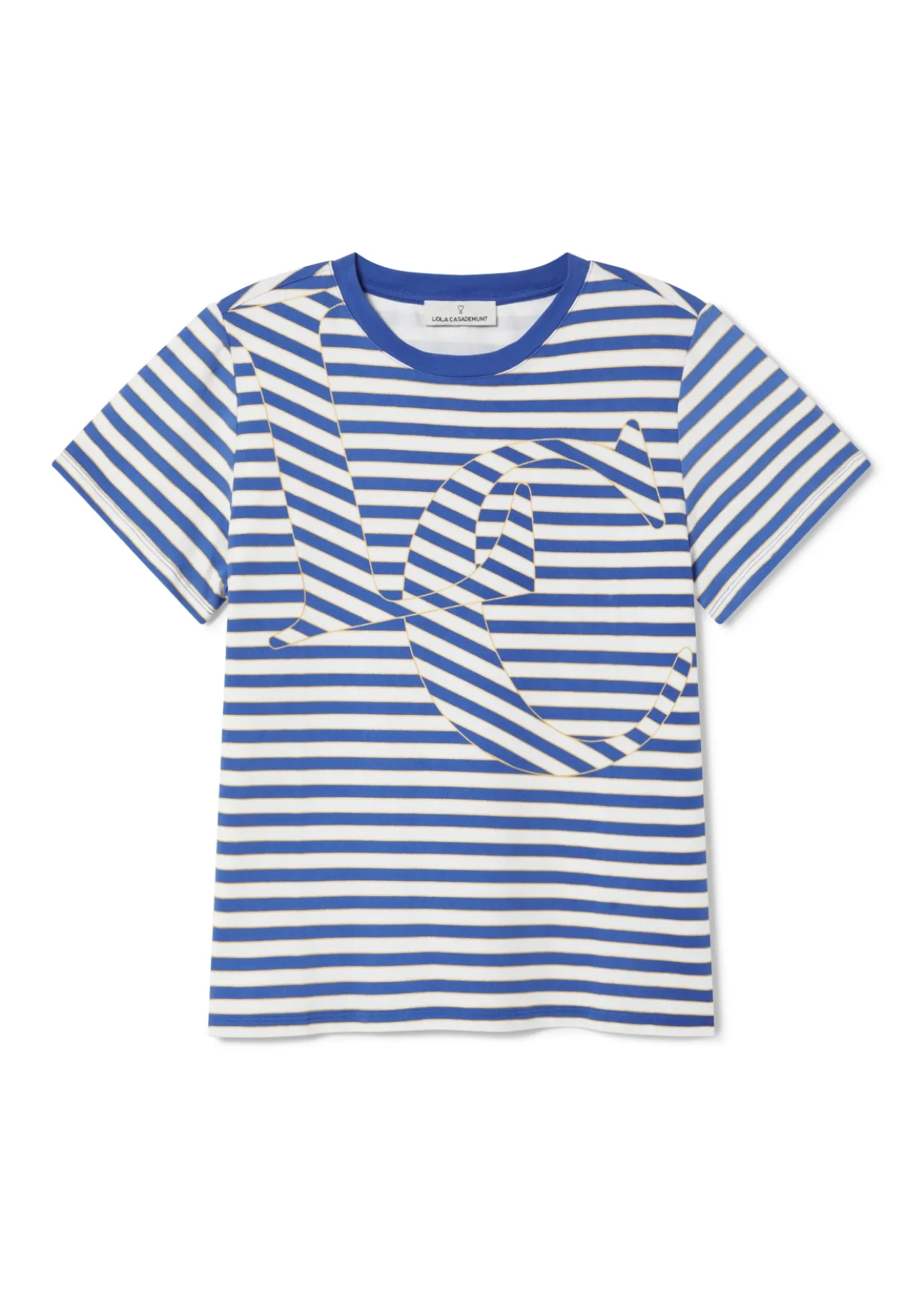 camiseta_rayas_posicionado_lc_1.webp Lola Casademunt Camisetas Y Tops<Camiseta rayas posicionado LC AZUL-BLANCO